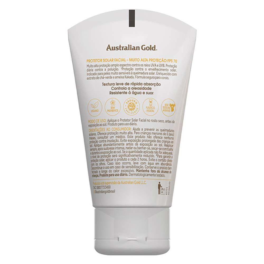 Protetor solar Facial Gel Creme Australian Gold FPS70 - 4