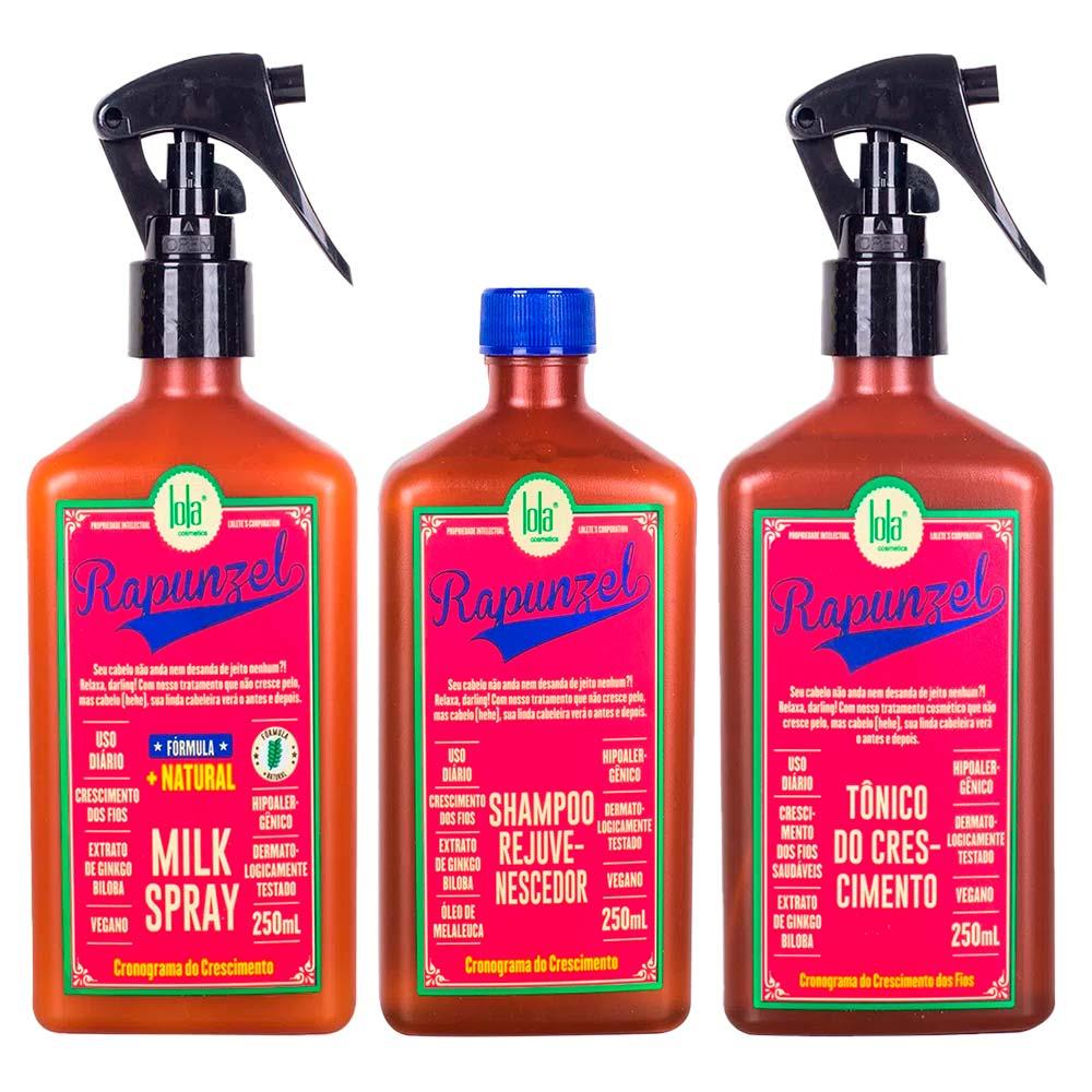 Kit Shampoo + Tratamento Antiqueda + Leave-in Lola Cosmetics Rapunzel - 1