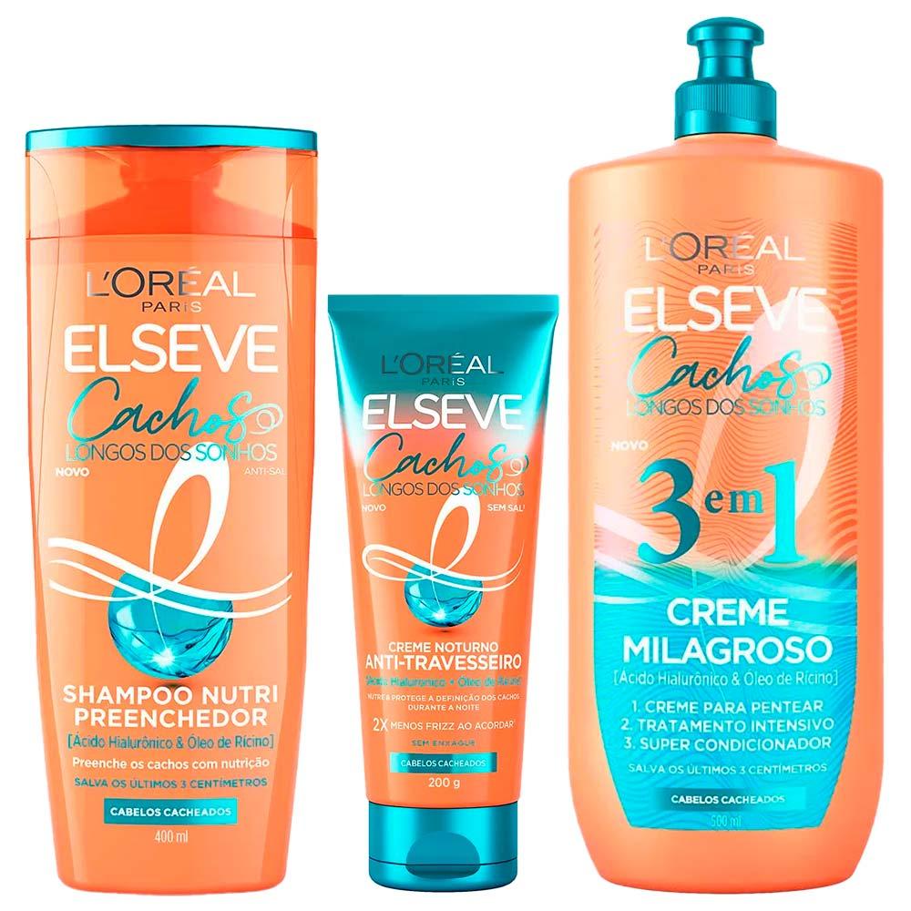Elseve Cachos Longos dos Sonhos Kit - Shampoo + Creme Noturno + Creme 3 em 1 - 1