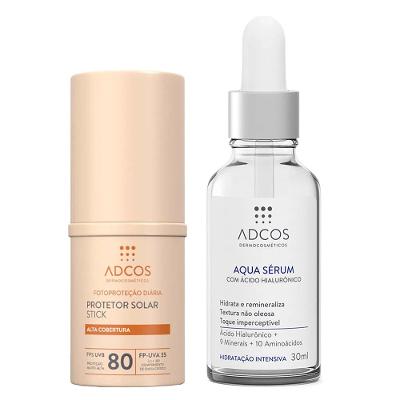 Adcos Dermocosméticos Kit - Sérum Facial + Protetor Solar Stick com Cor Ivory