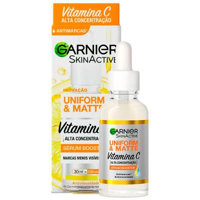Garnier Skin Uniform & Matte Vitamina C Kit – Sérum Facial + Gel de Limpeza + Protetor Solar FPS50 cor Clara