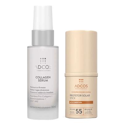 Adcos Dermocosméticos Kit - Sérum Facial + Protetor Solar Stick Com Cor Nude