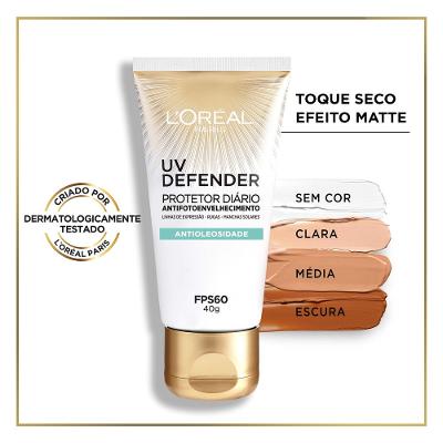 Protetor Solar Facial L'Oréal Paris UV Defender Hidratação FPS60