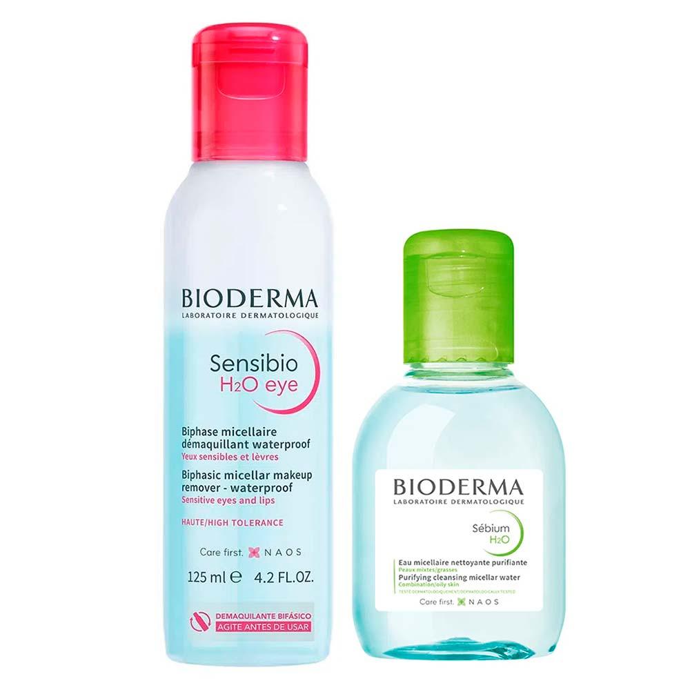Bioderma Kit – Água Micelar para Pele Oleosa 100ml+ Água Micelar Bifásica para Olhos e Lábios 125ml - 1