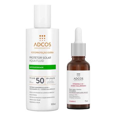 Adcos Dermocosméticos Kit - Sérum Facial + Protetor Solar Aqua Fluid FPS50