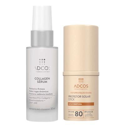 Adcos Dermocosméticos Kit - Sérum Facial + Protetor Solar Stick Com Cor Peach
