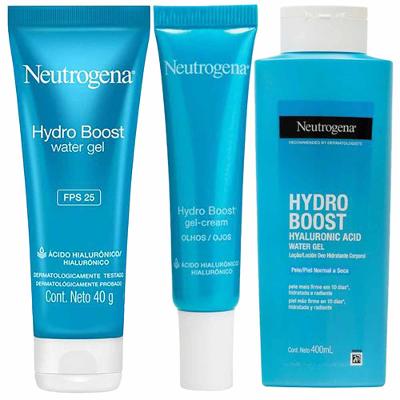 Neutrogena Hydro Boost Kit – Gel Creme para Olhos + Gel Hidratante Facial + Hidratante Corporal