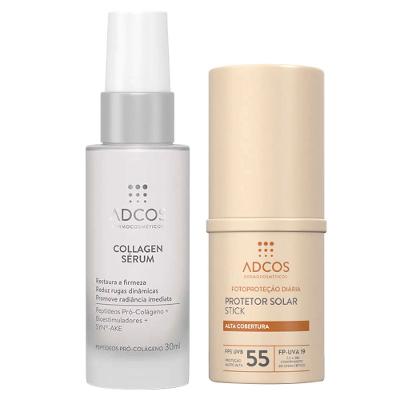 Adcos Dermocosméticos Kit - Sérum Facial + Protetor Solar Stick Com Cor  Ivory