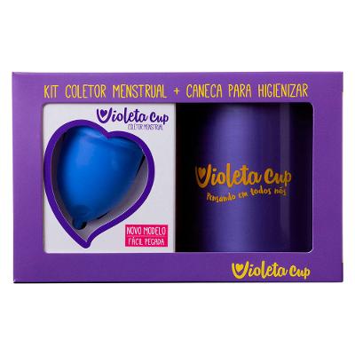 Violeta Cup Coletor Menstrual Kit – Coletor Menstrual Tipo B Azul + Caneca