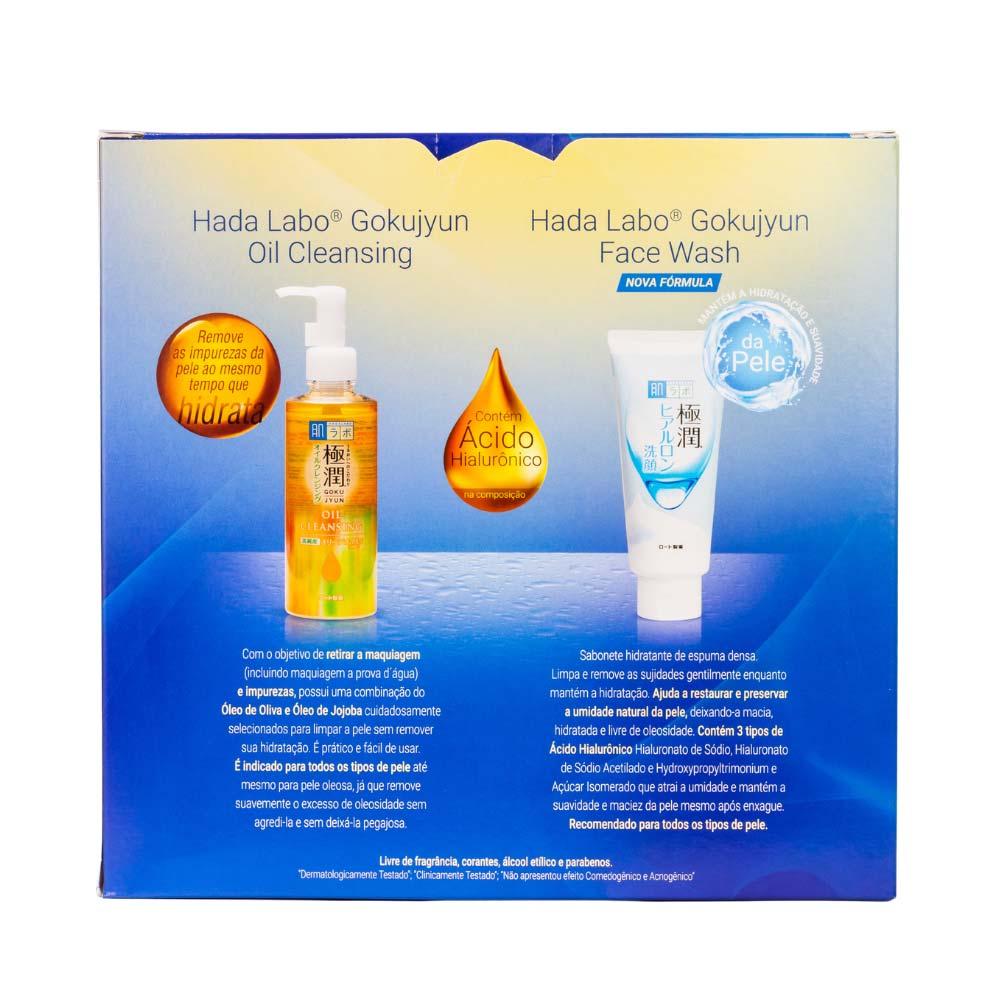 Hada Labo Gokujyun Dupla Limpeza Kit - Óleo de Limpeza Facial + Sabonete Facial + Massageador Facial - 2
