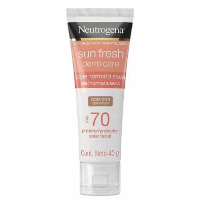 Protetor Solar Facial com Cor Neutrogena Sun Fresh Derm Care FPS70 – Pele Normal a Seca
