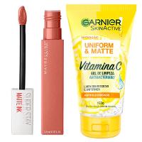 Garnier + Maybelline Kit – Gel de Limpeza Facial Vitamina C + Batom Líquido SuperStay Matte Ink - 1