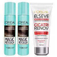 L'Oréal Paris Magic Retouch + Cicatri Renov Kit - Leave-In + 2 Corretivos Capilar Castanho Escuro - 1