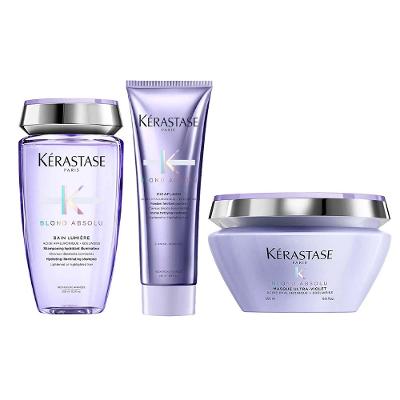 Kérastase Blond Absolu Kit – Shampoo + Tratamento Fortalecedor + Máscara Desamareladora