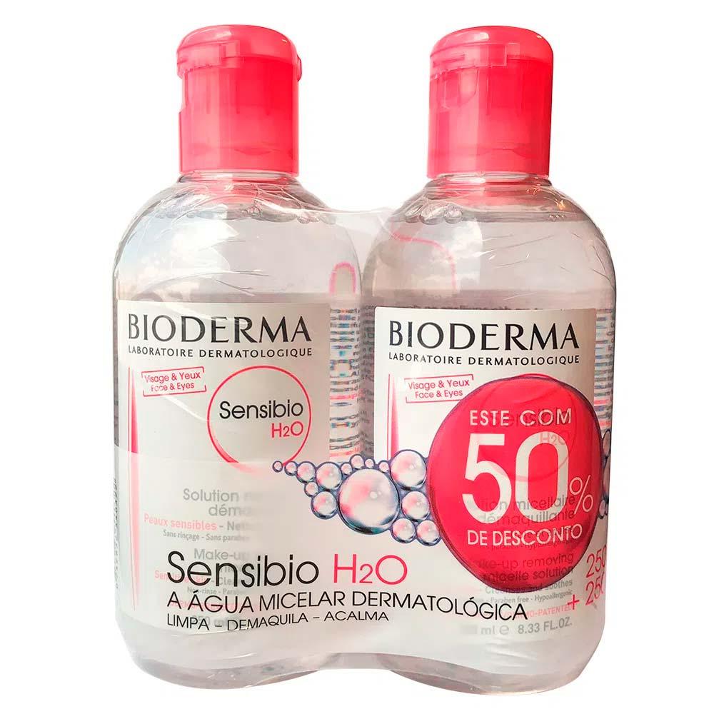 Bioderma Kit – Água Micelar Calmante Embalagem com Duas de 250ml + Água Micelar Bifásica para Olhos e Lábios 125ml - 2