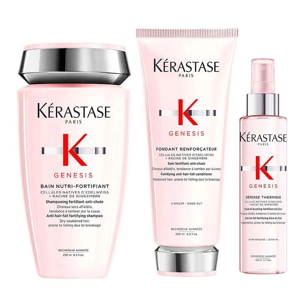 Kérastase Genesis Kit - Shampoo Antiqueda + Condicionador + Protetor Térmico - 1