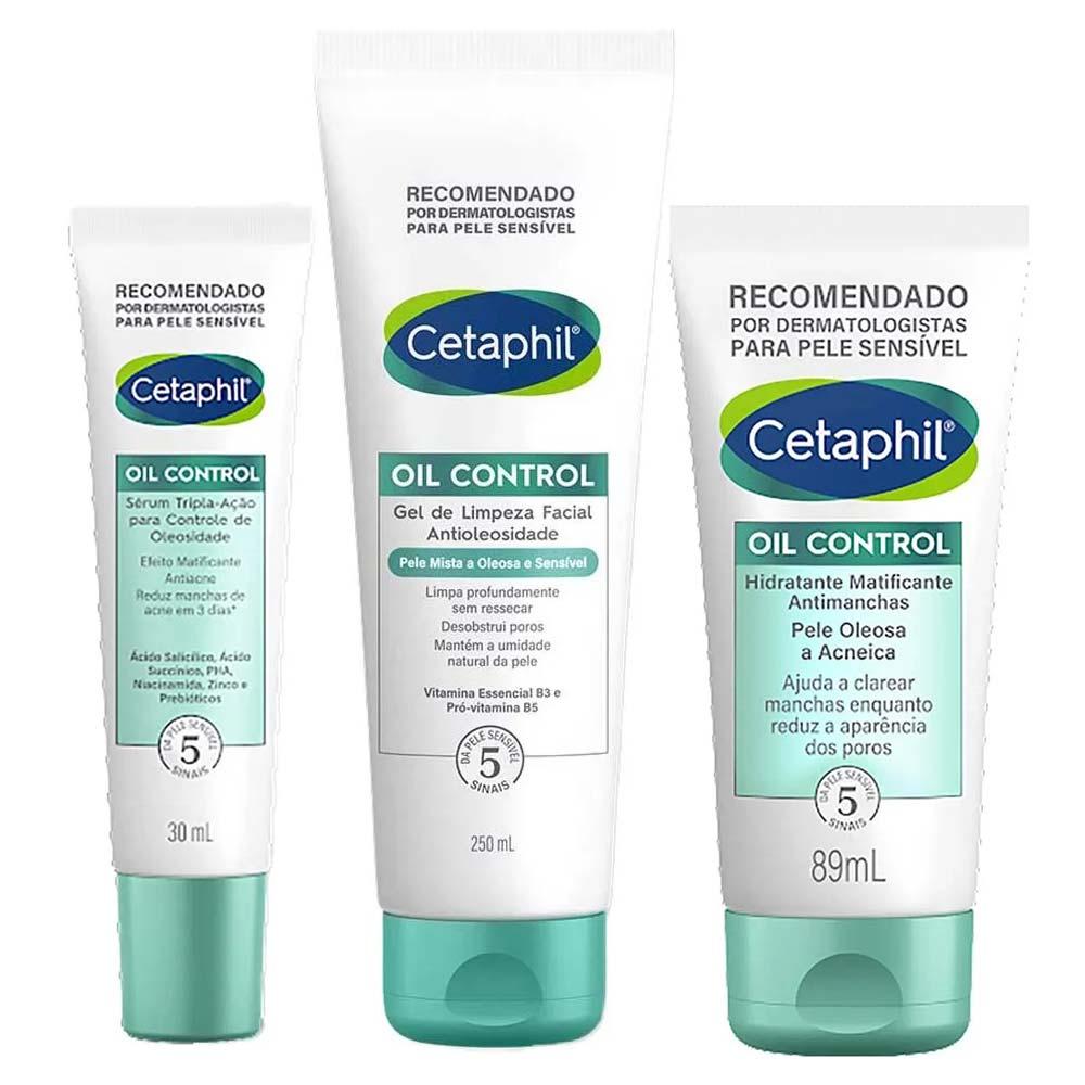 Cetaphil Oil Control Kit - Sérum Facial + Hidratante Facial + Gel de Limpeza Antioleosidade para Peles Mistas a Oleosas e Acneicas - 1