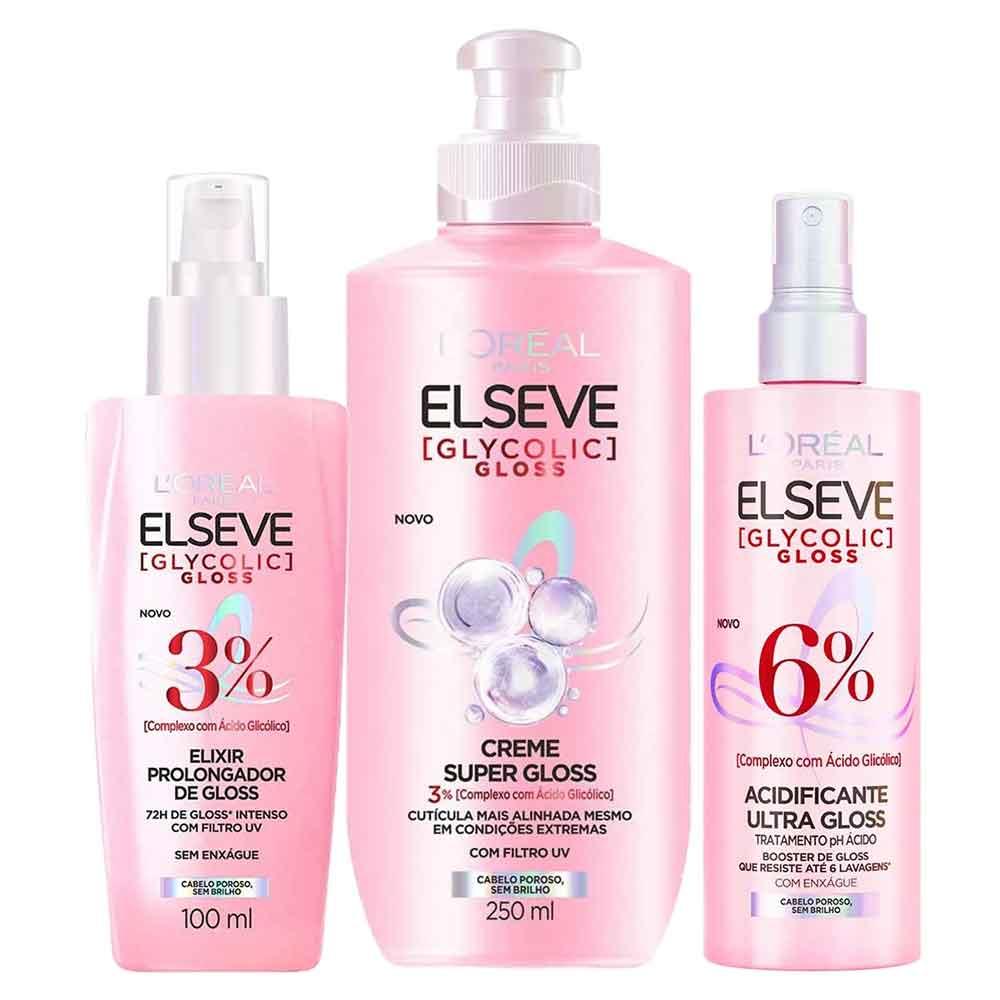 Elseve Glycolic Gloss Kit - Creme Super Gloss + Sérum + Tratamento Acidificante - 1