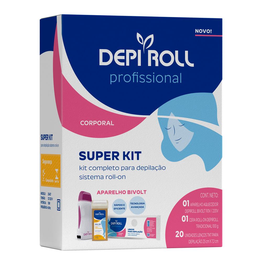 DepiRoll Depilação Roll-on Tradicional Super Kit – Aparelho Aquecedor + Cera Roll-On + Lenços - 1