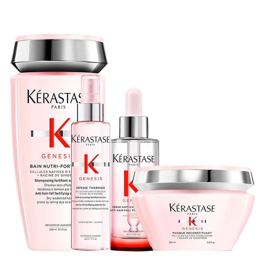 Kérastase Genesis Kit - Shampoo + Máscara + Sérum + Protetor Térmico - 1