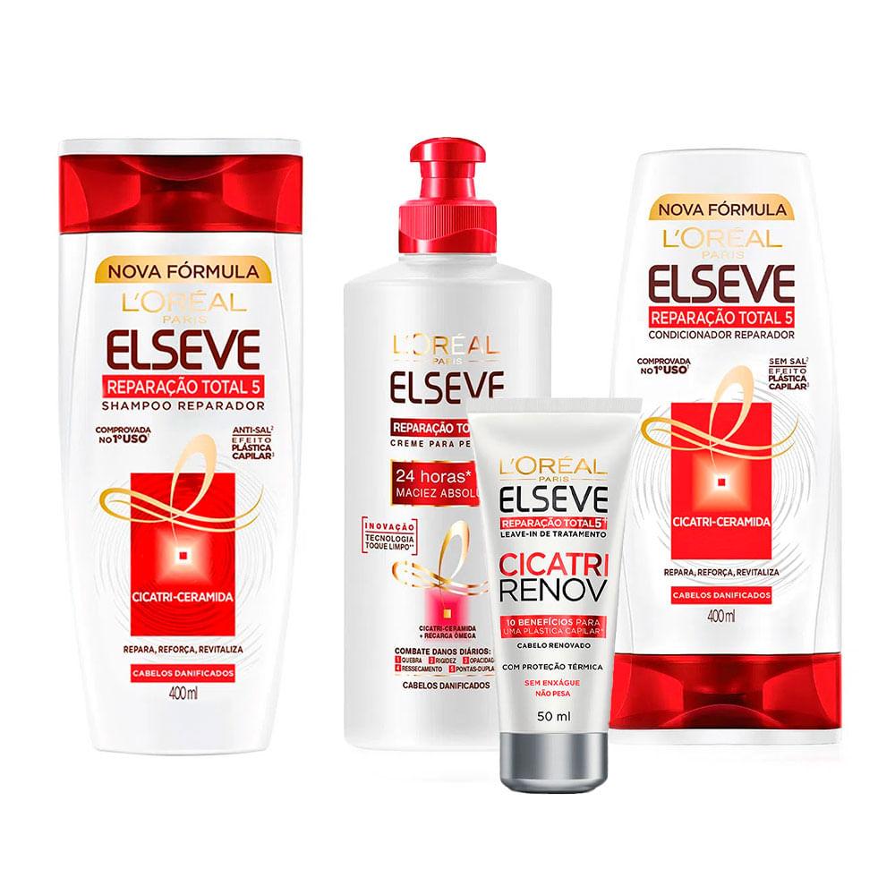 L'Oréal Paris Elseve Reparação Total 5 Kit - Shampoo + Condicionador + Creme de Pentear + Leave-In - 1