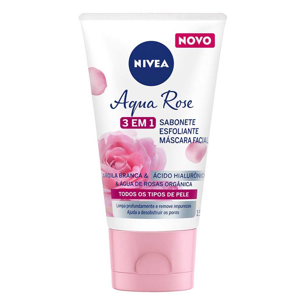 NIVEA Aqua Rose 3 em 1  - Sabonete, Esfoliante e Máscara Facial - 1