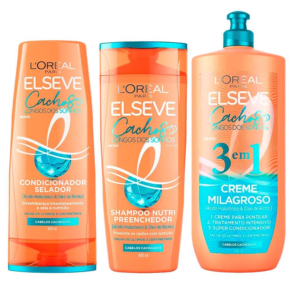 Elseve Cachos Longos dos Sonhos Kit - Shampoo + Condicionador + Creme 3 em 1 - 1