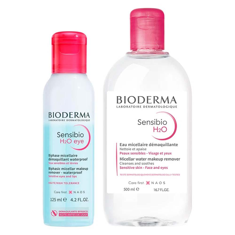 Bioderma Kit – Água Micelar Calmante 500ml + Água Micelar Bifásica para Olhos e Lábios 125ml - 1