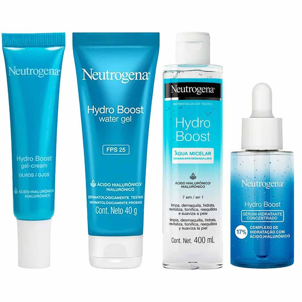Neutrogena Hydro Boost Kit – Gel Creme para Olhos + Hidratante Facial FPS25 + Água Micelar + Sérum Hidratante - 1
