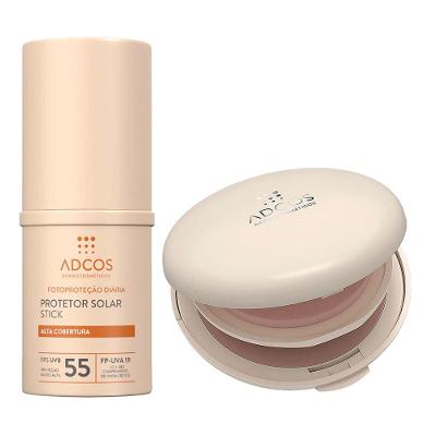 Adcos Dermocosméticos Kit - Protetor Solar Pó Compacto Com Cor Beige + Protetor Solar Stick Com Cor Peach