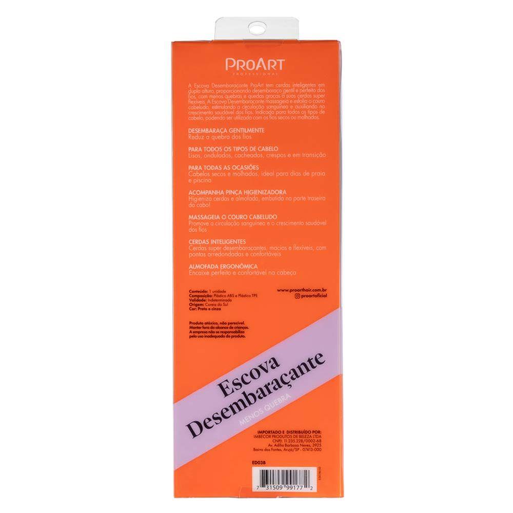 Escova de Cabelo Desembaraçante ProArt Preta e Cinza - 7