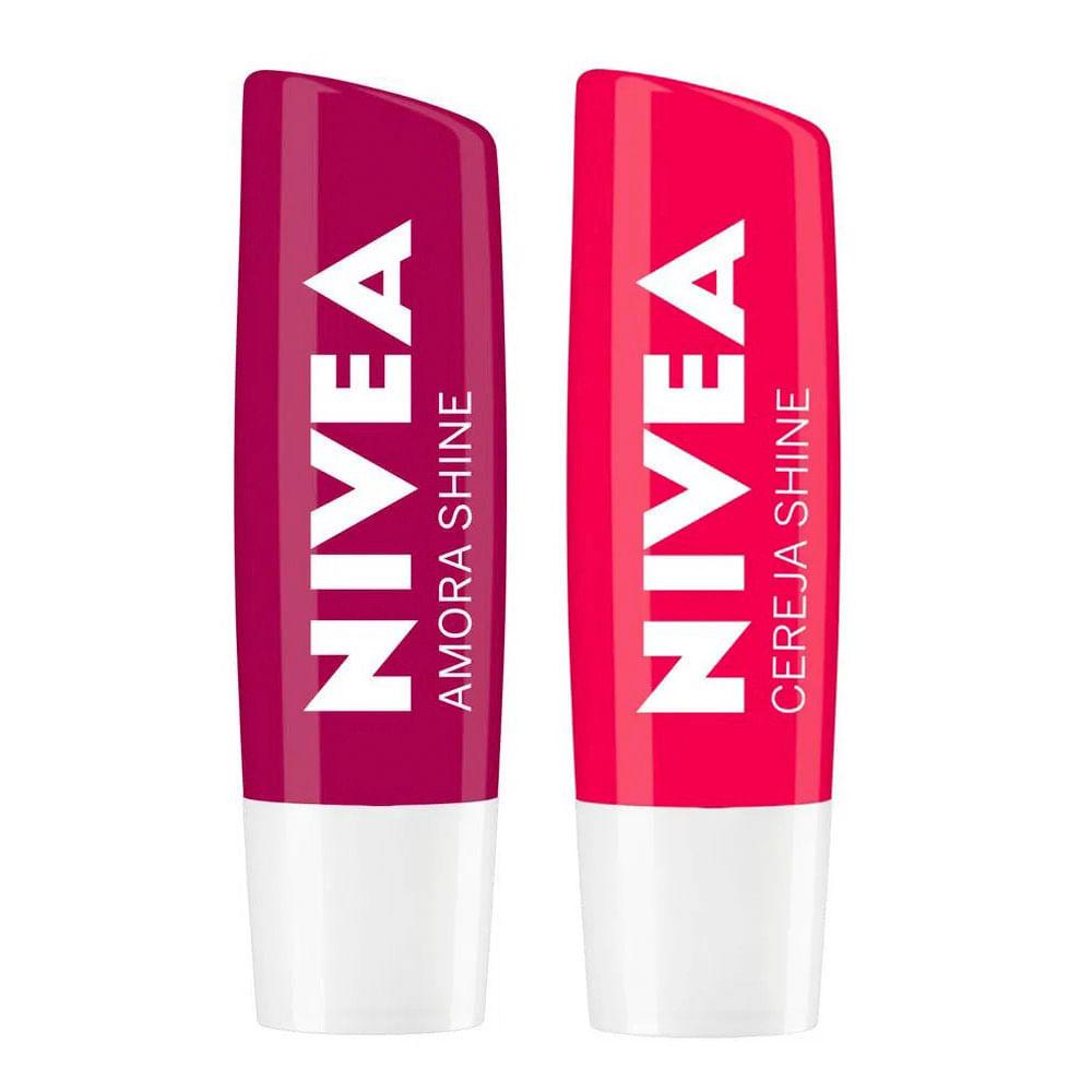NIVEA Hidratante Labial Shine Kit com 2 unidades - 1