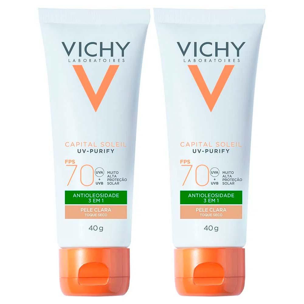 Vichy Idéal Soleil Purify Kit com 2 Unidades – Protetor Solar Facial com Cor FPS70 - Clara - 1