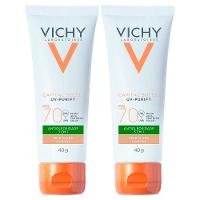 Vichy Idéal Soleil Purify Kit com 2 Unidades – Protetor Solar Facial com Cor FPS70 - Clara - 1