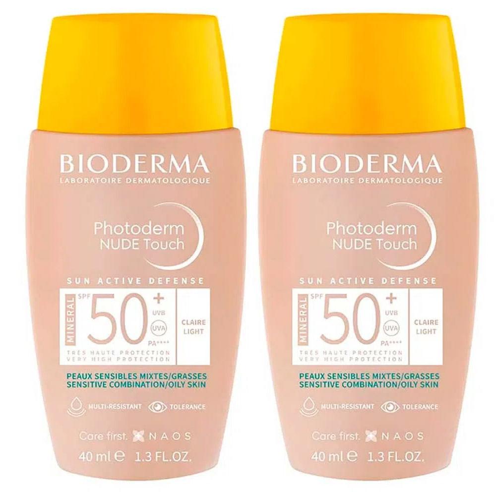 Bioderma Photoderm Nude Touch Kit com 2 Unidades – Protetor Solar com Cor FPS50+ - Claro 40ml - 1