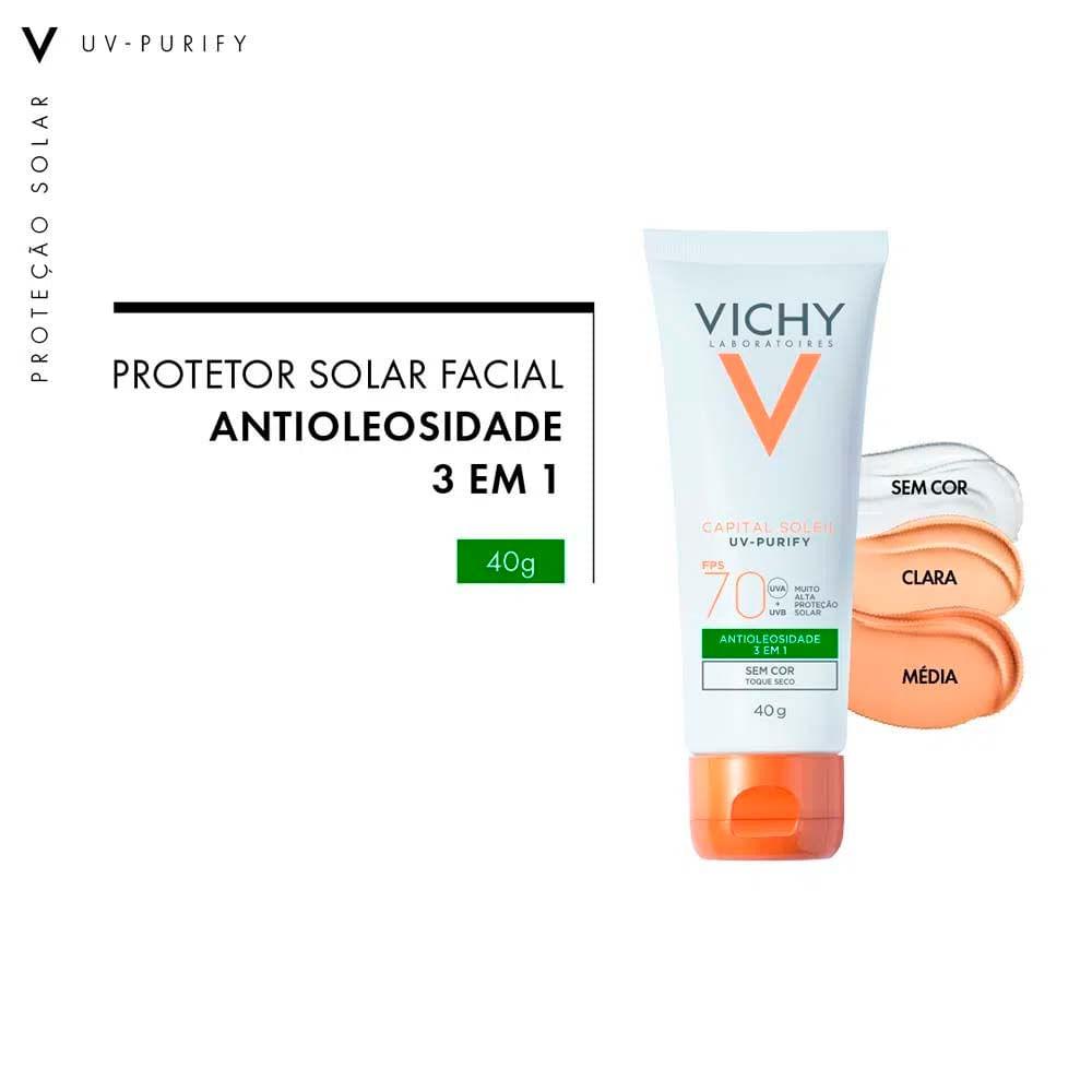 Vichy Idéal Soleil Purify Kit com 2 Unidades – Protetor Solar Facial FPS70 – 40g - 2