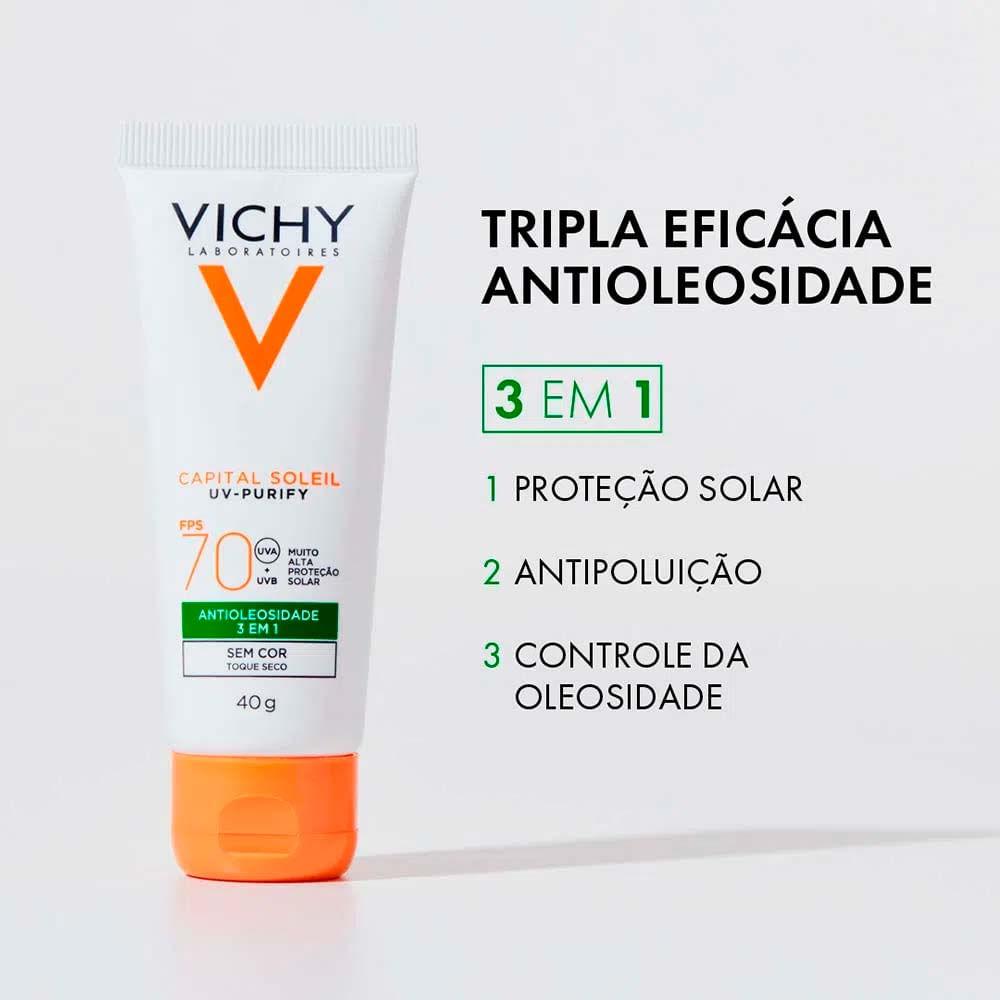 Vichy Idéal Soleil Purify Kit com 2 Unidades – Protetor Solar Facial FPS70 – 40g - 3