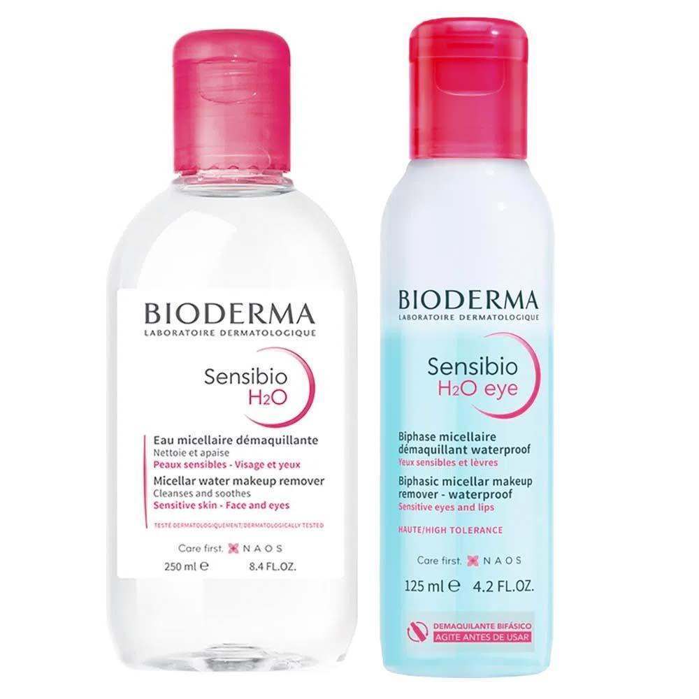 Bioderma Kit – Água Micelar Bifásica para Olhos e Lábios Sensibio H2O Eye 125ml + Água Micelar Calmante Sensibio H2O Solution Micellaire 250ml - 1