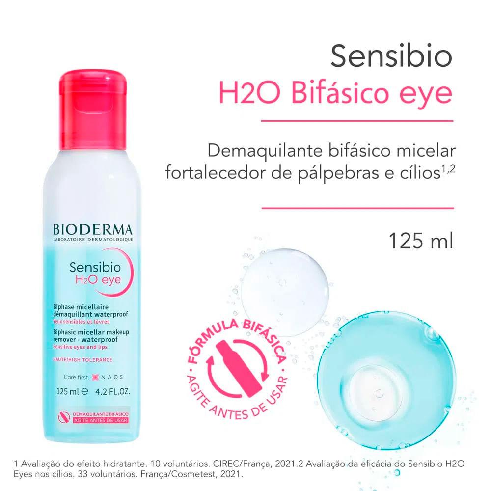 Bioderma Kit – Água Micelar Bifásica para Olhos e Lábios Sensibio H2O Eye 125ml + Água Micelar Calmante Sensibio H2O Solution Micellaire 250ml - 4