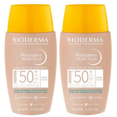 Bioderma Photoderm Nude Touch Kit com 2 Unidades – Protetor Solar com Cor FPS50+ - Dorée 40ml