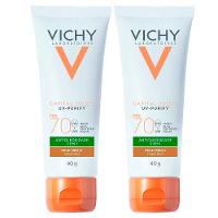 Vichy Idéal Soleil Purify Kit com 2 Unidades – Protetor Solar Facial com Cor FPS70 – Média - 1