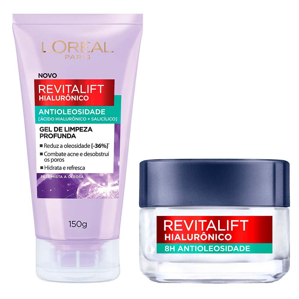 L’Oréal Paris Revitalift Hialurônico Kit – Gel de Limpeza Facial Profunda + Gel Creme Facial Antioleosidade - 1