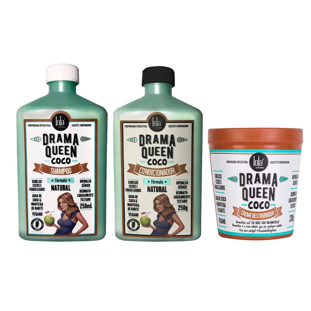 Lola Cosmetics Drama Queen Coco Kit – Shampoo + Condicionador + Máscara - 1