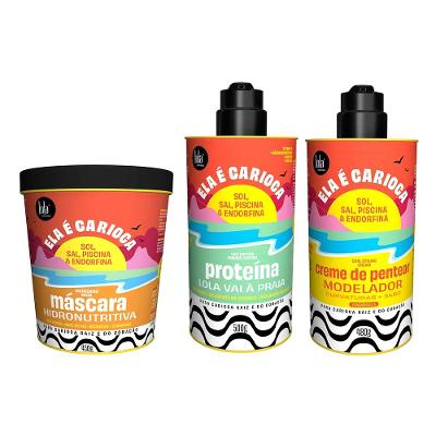 Lola Cosmetics Ela é Carioca Kit – Creme de Pentear + Máscara Hidronutritiva + Proteína