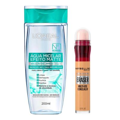 L’Oréal Paris + Maybelline Kit - Água Micelar Efeito Matte + Corretivo Líquido Caramel