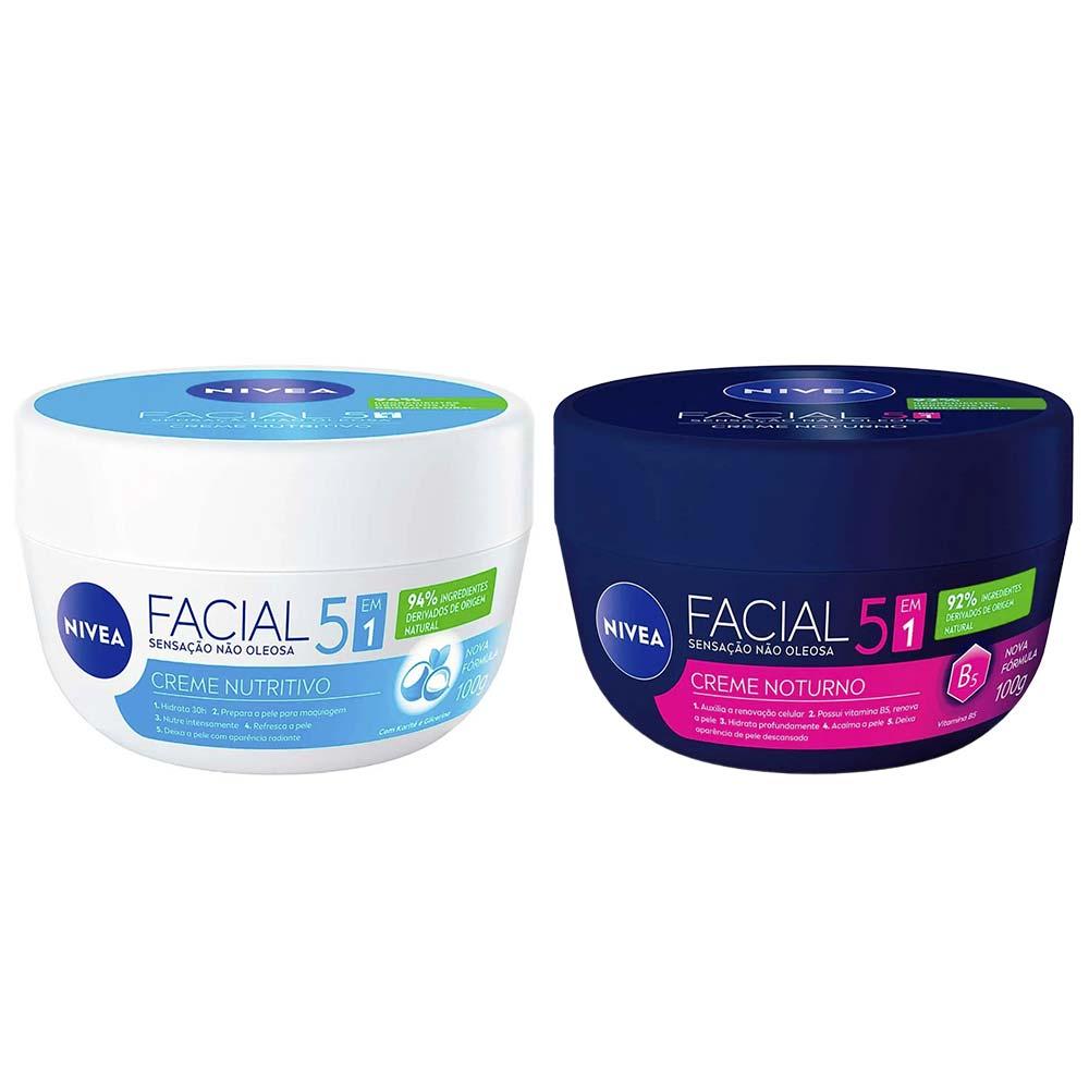 NIVEA Kit – Creme Hidratante Facial Nutritivo 100g + Noturno 100g - 1