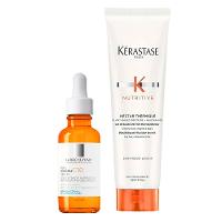 Kérastase e La Roche-Posay Kit - Protetor Térmico para Cabelos Secos + Sérum Facial Anti-Idade - 1