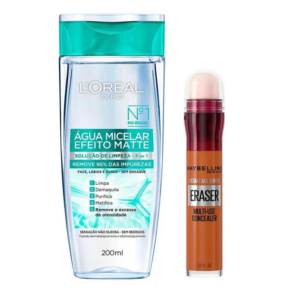 L’Oréal Paris + Maybelline Kit - Água Micelar Efeito Matte + Corretivo Líquido Hazelnut - 1