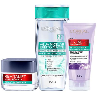 L’Oréal Paris Antioleosidade Kit – Água Micelar 200ml + Gel de Limpeza 150g + Gel Creme Preenchedor 50ml