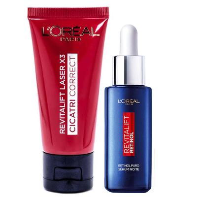 L’Oréal Paris Revitalift Kit – Sérum Facial Antirrugas Noturno Retinol 30ml + Creme Antirrugas Laser X3 Cicatri-Correct 30ml